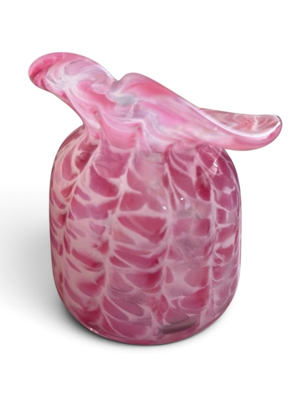 Pink Art Glass Vase - Handblown and signed - Picture 2 of 4
